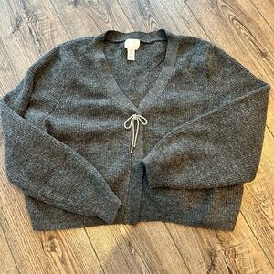 H&M Rhinestone Bow Gray Cardigan XL